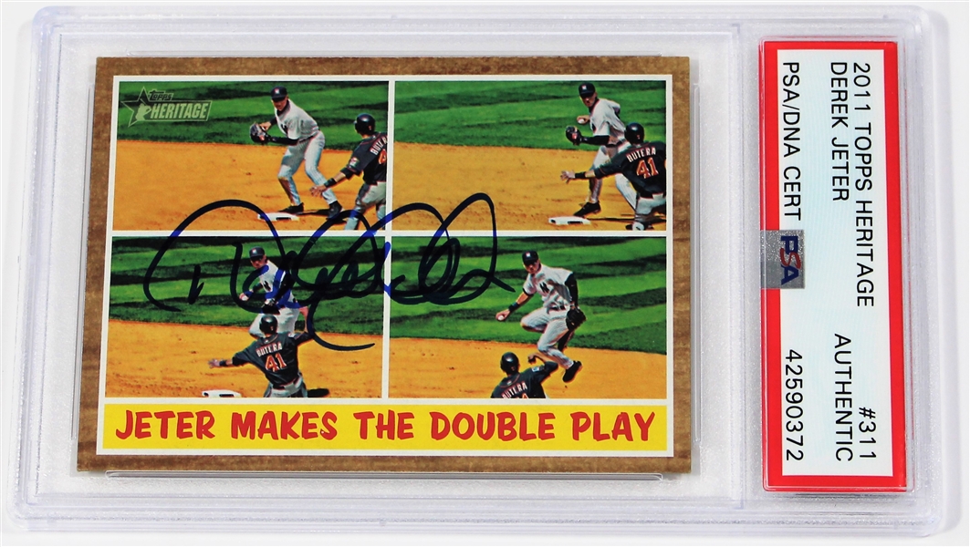 Derek Jeter Signed 2011 Topps Heritage Card - PSA