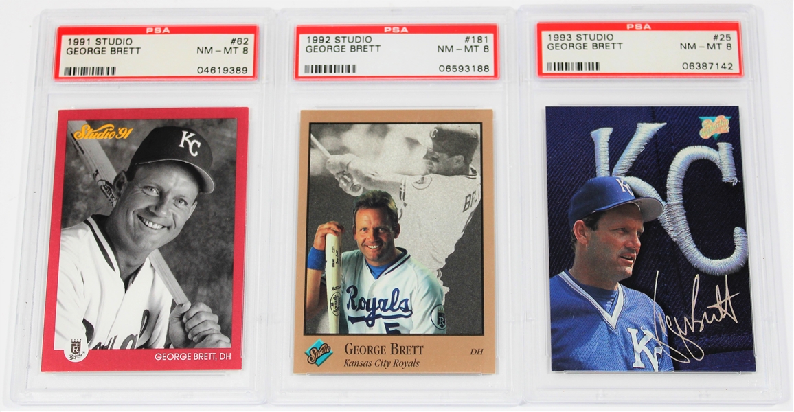 George Brett 1991-92-93Studio NM-MT 8 Cards Lot of 3 - PSA