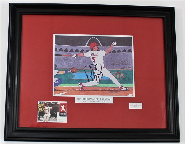 Albert Pujols 2005 Signed Christmas Celebration Framed Art