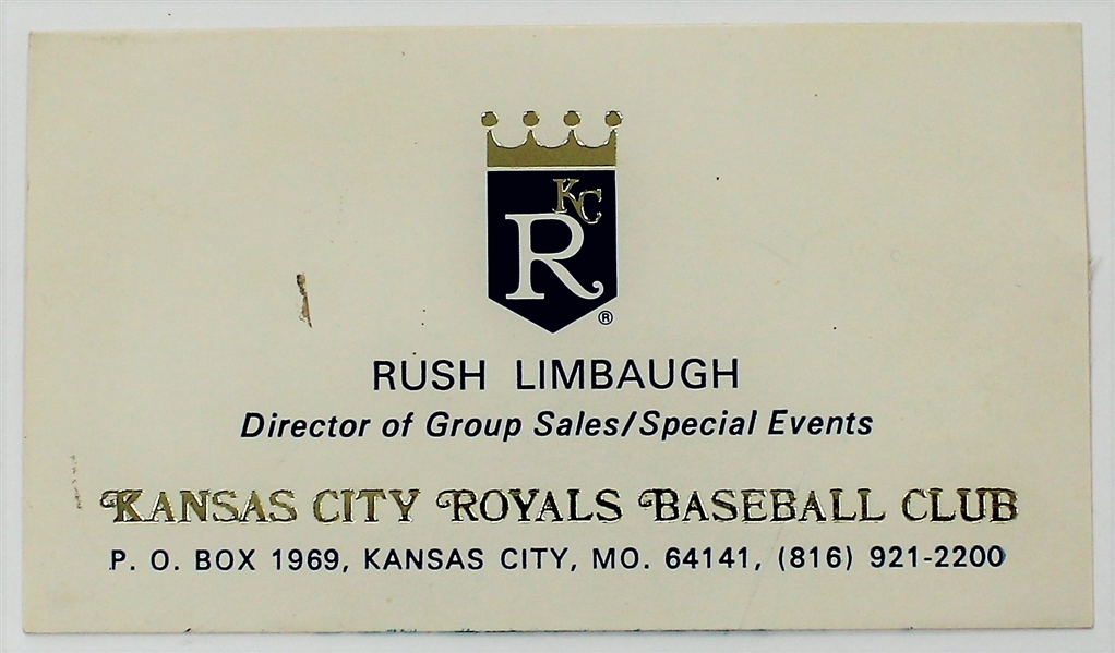 Rush Limbaugh Kansas City Royals Business Card