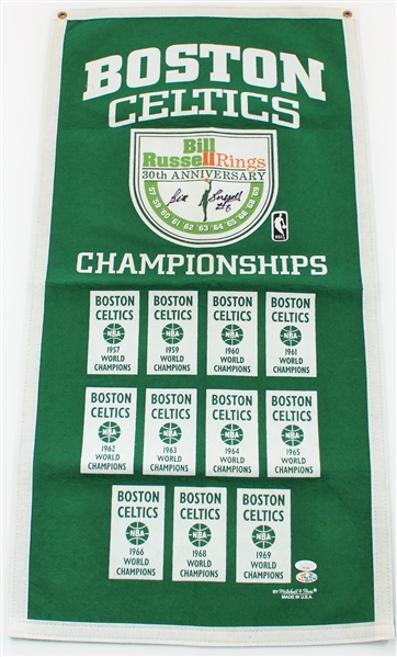 Bill Russell Signed Boston Celtics Banner JSA XX31194