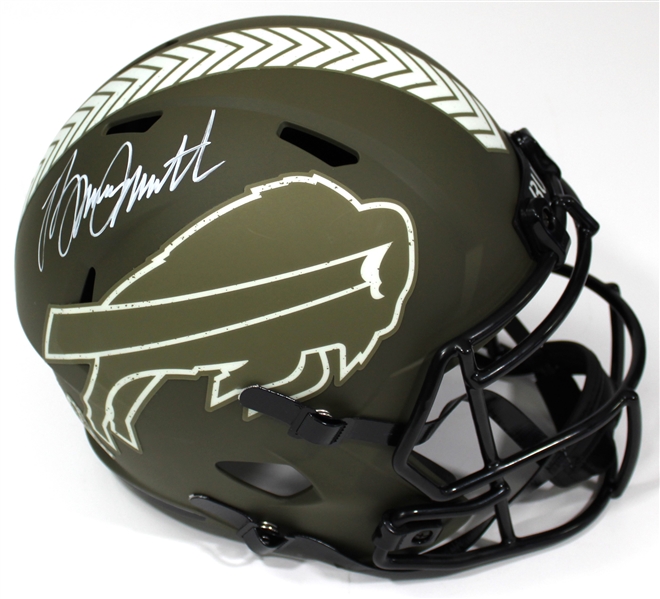 Bruce Smith Signed Salute To Service Buffalo Bills Helmet - Beckett Witnessed