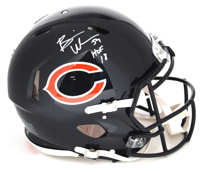 Brian Urlacher Signed Chicago Bears #59 HOF 18 Helmet Beckett Witnessed