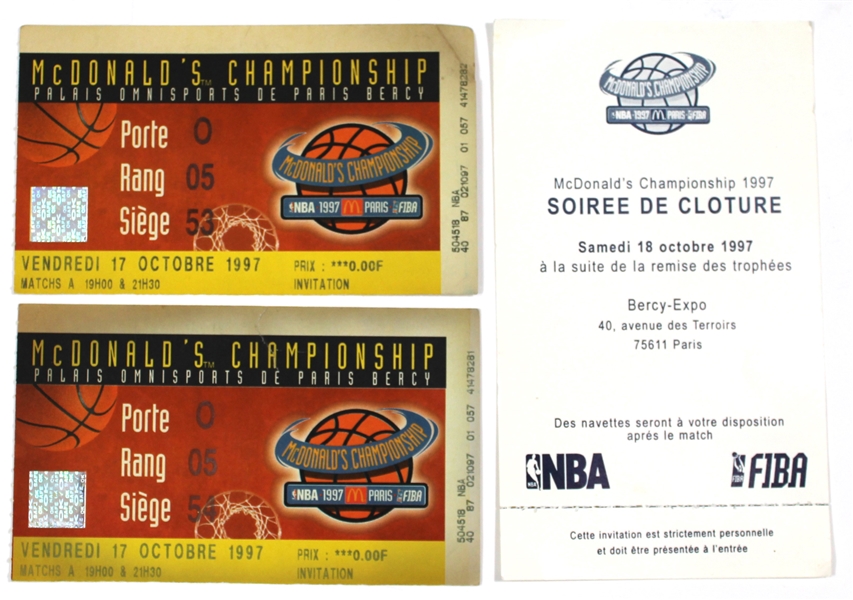 McDonalds Championship in Paris 1997 Game Ticket Micheal Jordan MVP