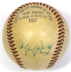 Cy Young Signed 1952 Baseball W/ Full JSA Letter & Newspaper Clips