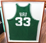 Larry Bird Signed Framed Boston Celtics Jersey 