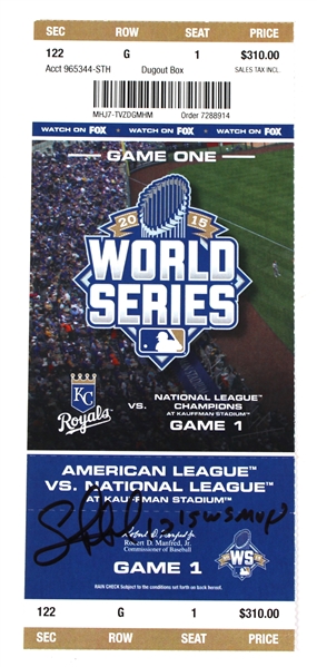 Salvador Perez Signed Game 1 2015 WS Ticket- JSA