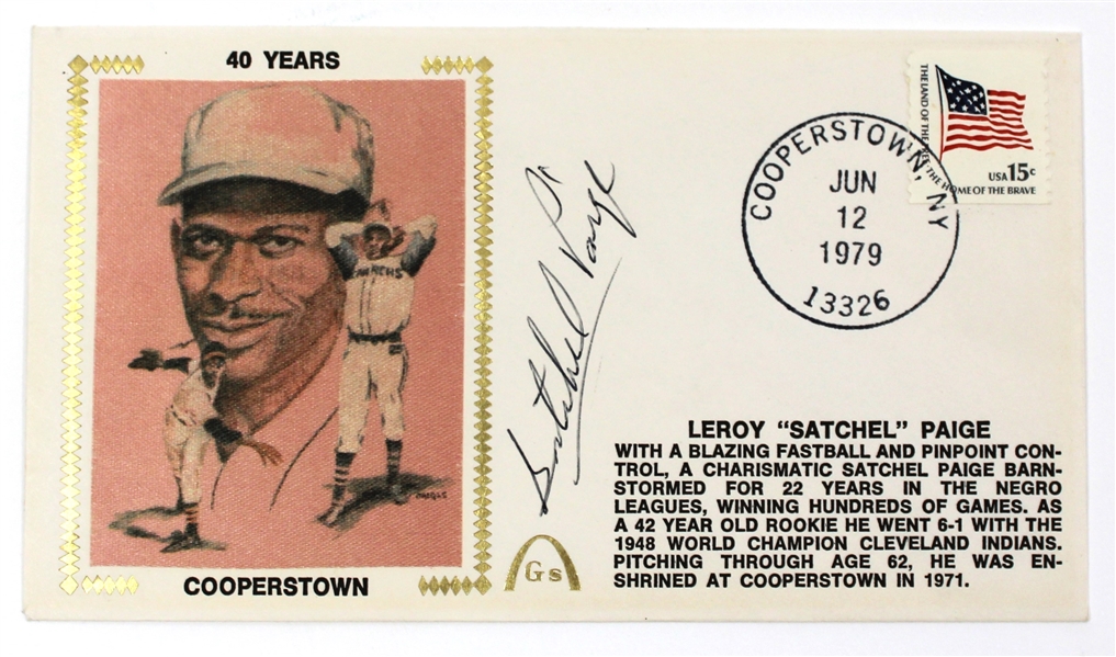 Satchel Paige Signed Cachet Card - JSA Letter