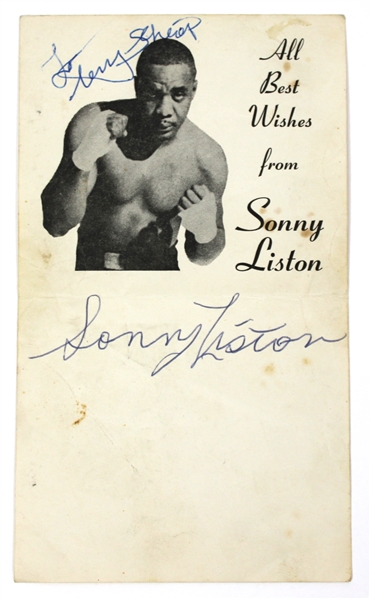 Sonny Liston Signed Very Rare Promotional Card - JSA Letter