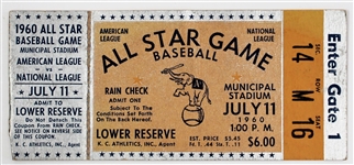 1960 All Star Game Full Ticket KC Municipal Stadium 