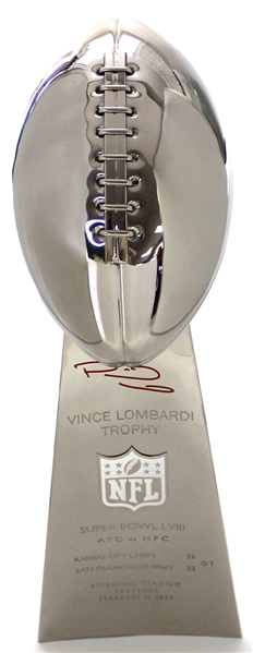 Patrick Mahomes Signed Fullsize Superbowl 57 Trophy - Becket Witness