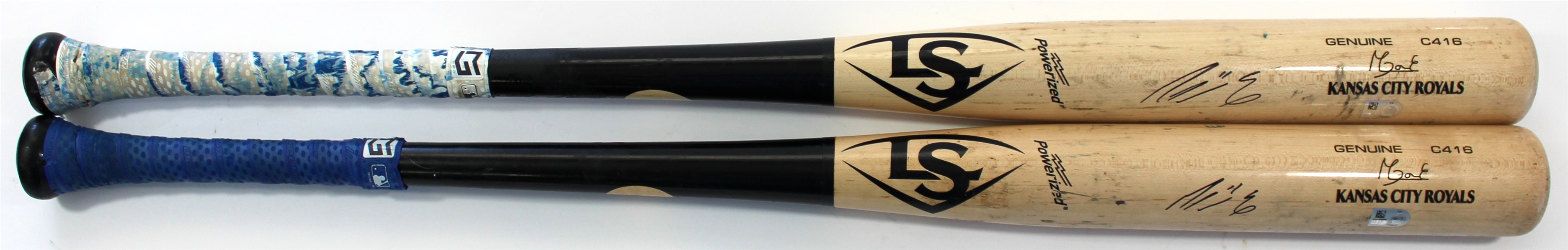 Maikel García lot of 2 Game used & Signed 2023 Bats - MLB Authenticated