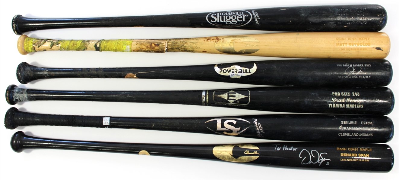 Lot of 6 Game Used Baseball Bats