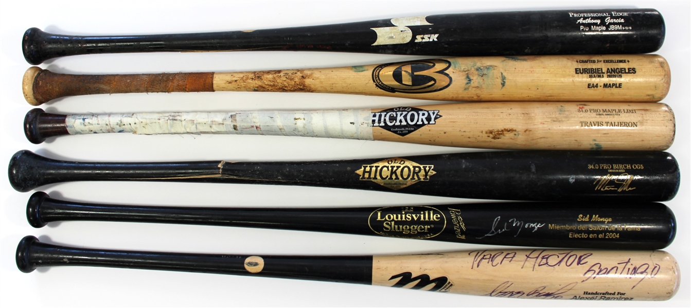 Lot of 6 Game Used Baseball Bats