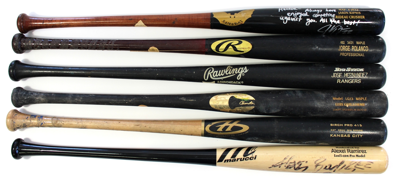 Lot of 6 Game Used Baseball Bats