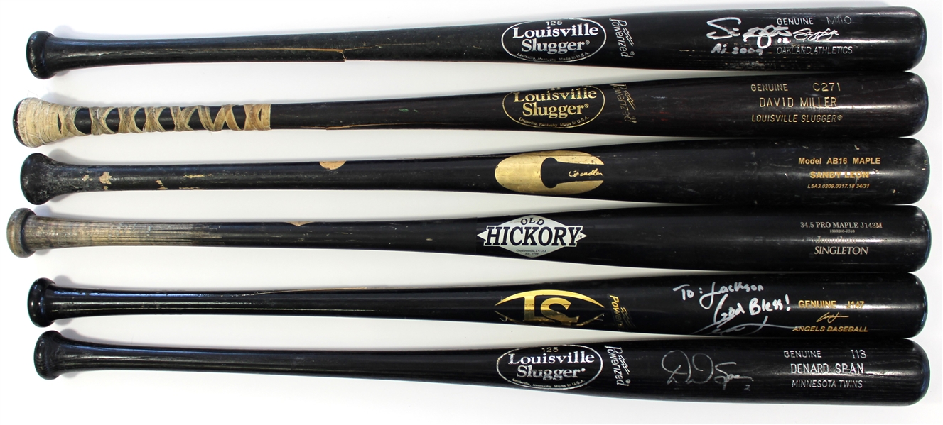 Lot of 6 Game Used Baseball Bats