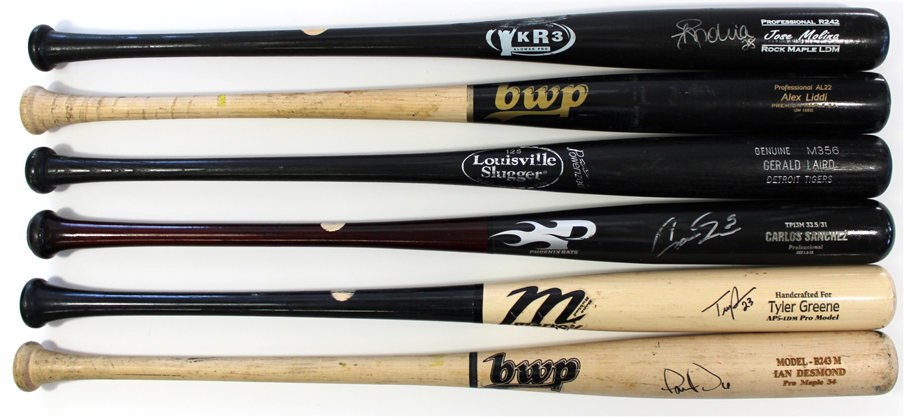 Lot of 6 Game Used Baseball Bats