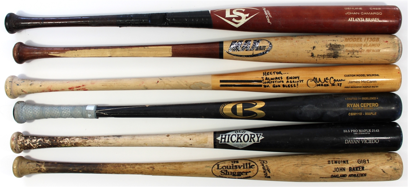 Lot of 6 Game Used Baseball Bats 