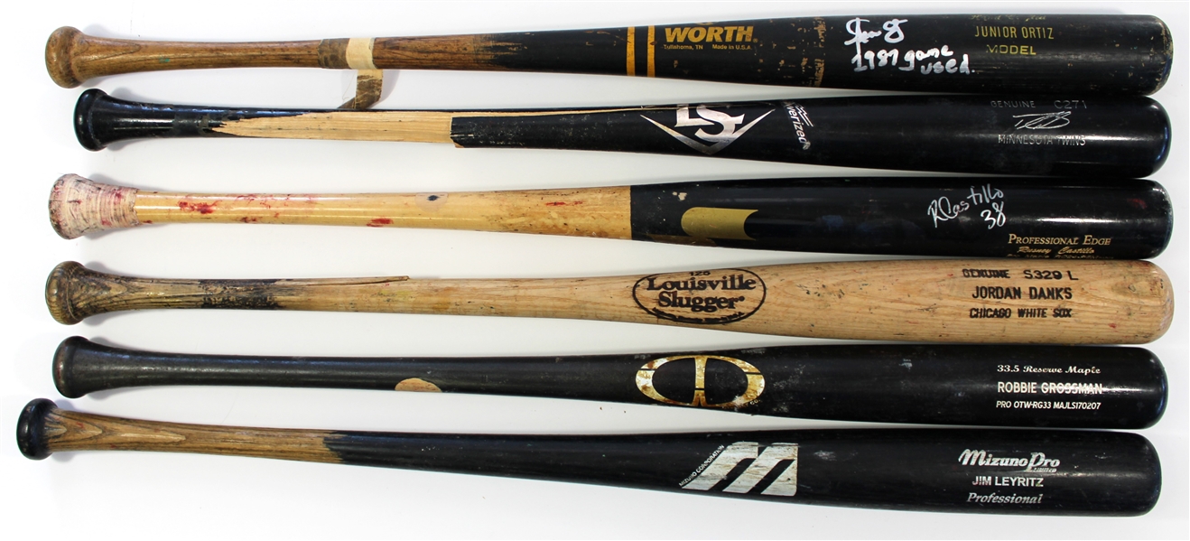 Lot of 6 Game Used Baseball Bats