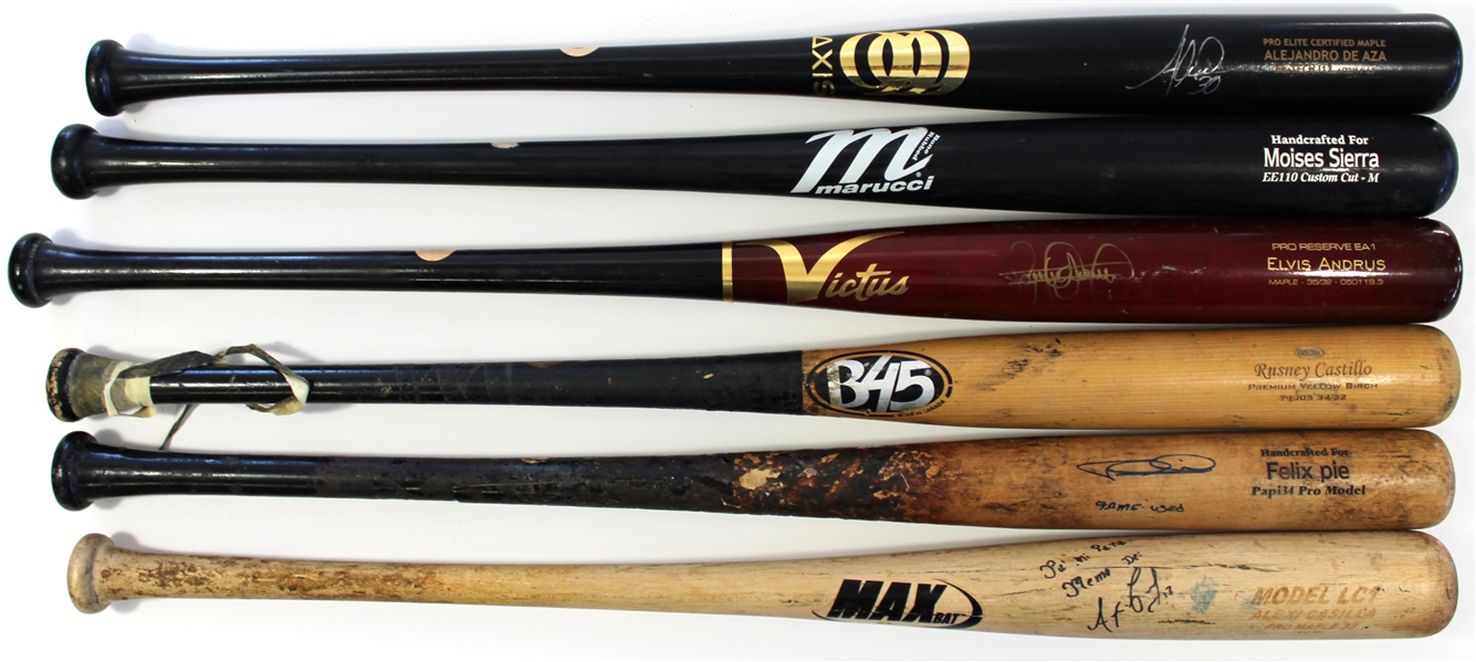 Lot of 6 Game Used Baseball Bats