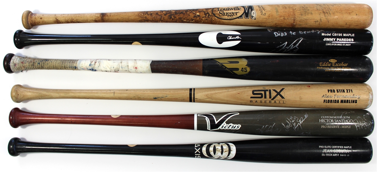 Lot of 6 Game Used Baseball Bats