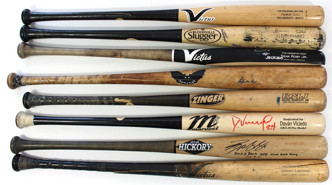 Lot of 8 Game Used Baseball Bats