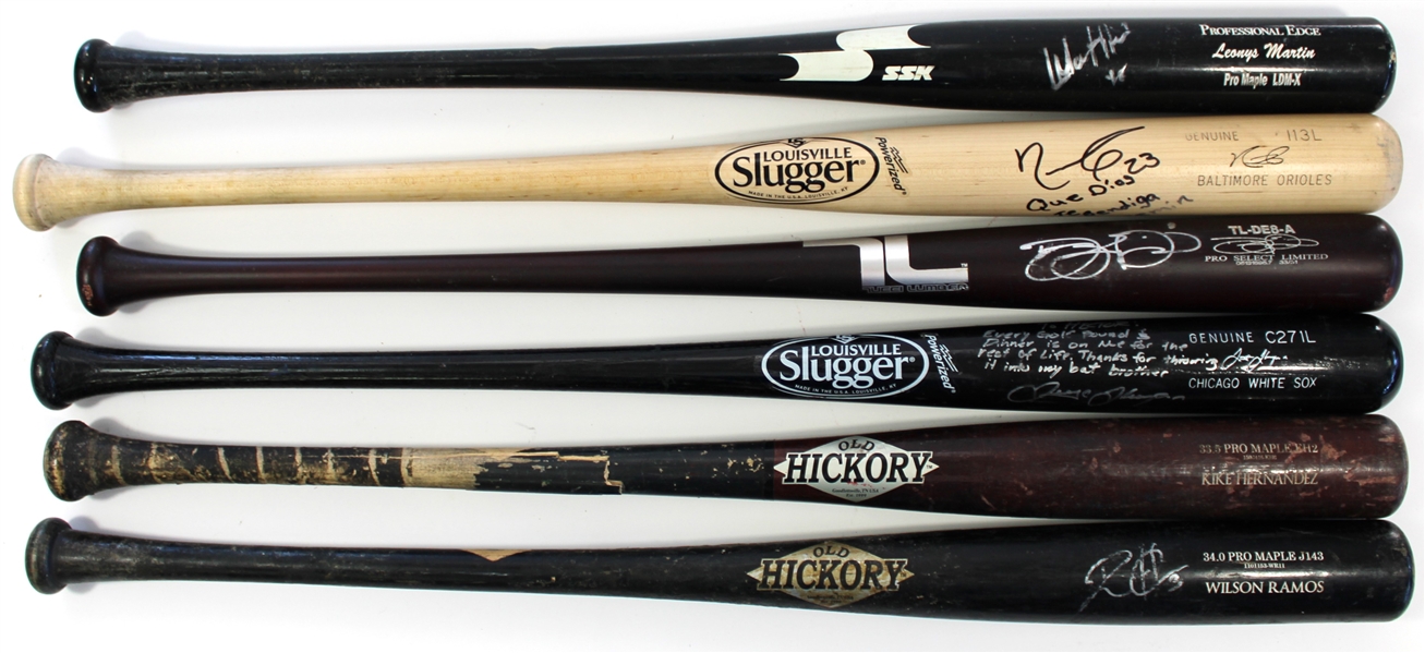 Lot of 6 Game Used Baseball Bats