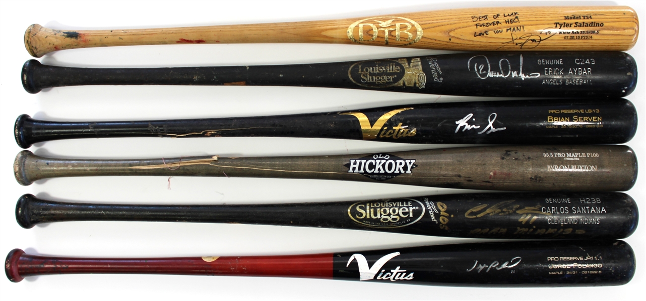 Lot of 6 Game Used Baseball Bats