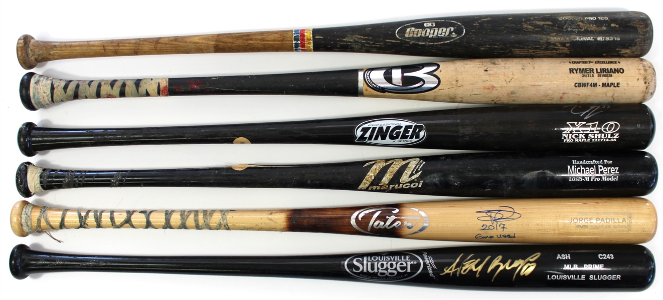 Lot of 6 Game Used Baseball Bats