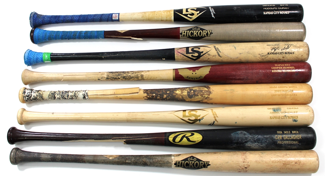 Lot of 8 Game Used Baseball Bats