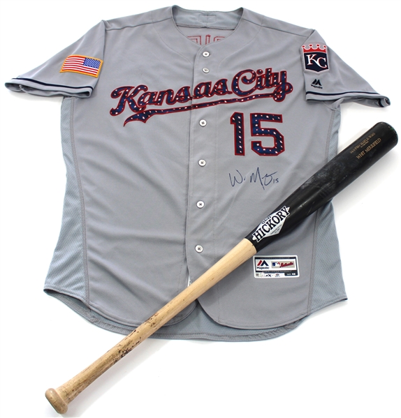 Whit Merrifield Game Used Independence Day Jersey & Bat - MLB Signed