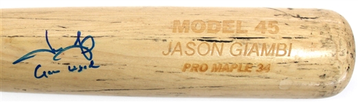 Jason Giambi 2003-05 Game Used & Signed Bat - PSA 1B37057