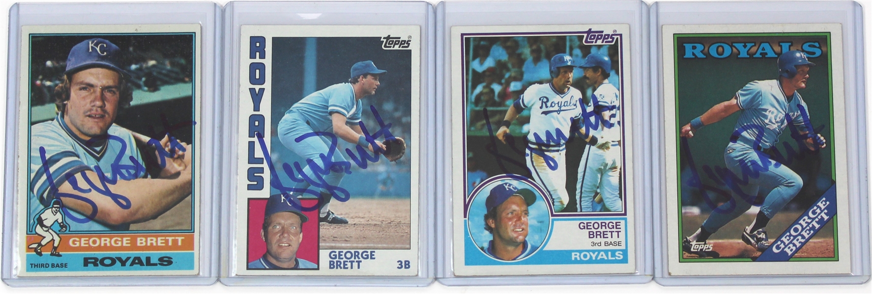 George Brett Lot of 4 Signed Baseball Cards