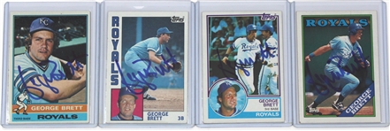 George Brett Lot of 4 Signed Baseball Cards