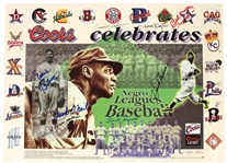 1997 Negro League Signed Poster W/ 9 players - Buck ONeil - Ernie Banks