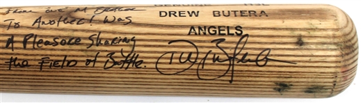 Drew Butera Game Used & Signed Angels Bat