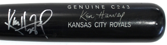 Ken Harvey Game Used & Signed Royals Bat