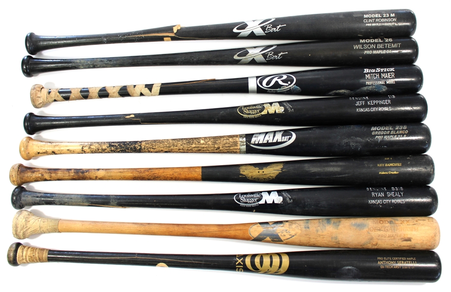 Lot of 9 Game Used Bats 