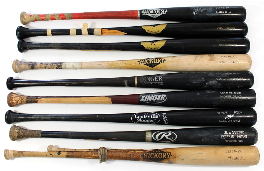 Lot of 9 Game Used Bats