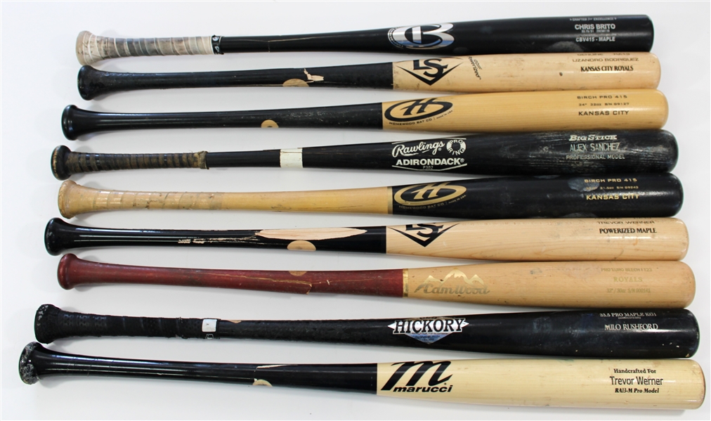 Lot of 9 Amazing Game Used Bats