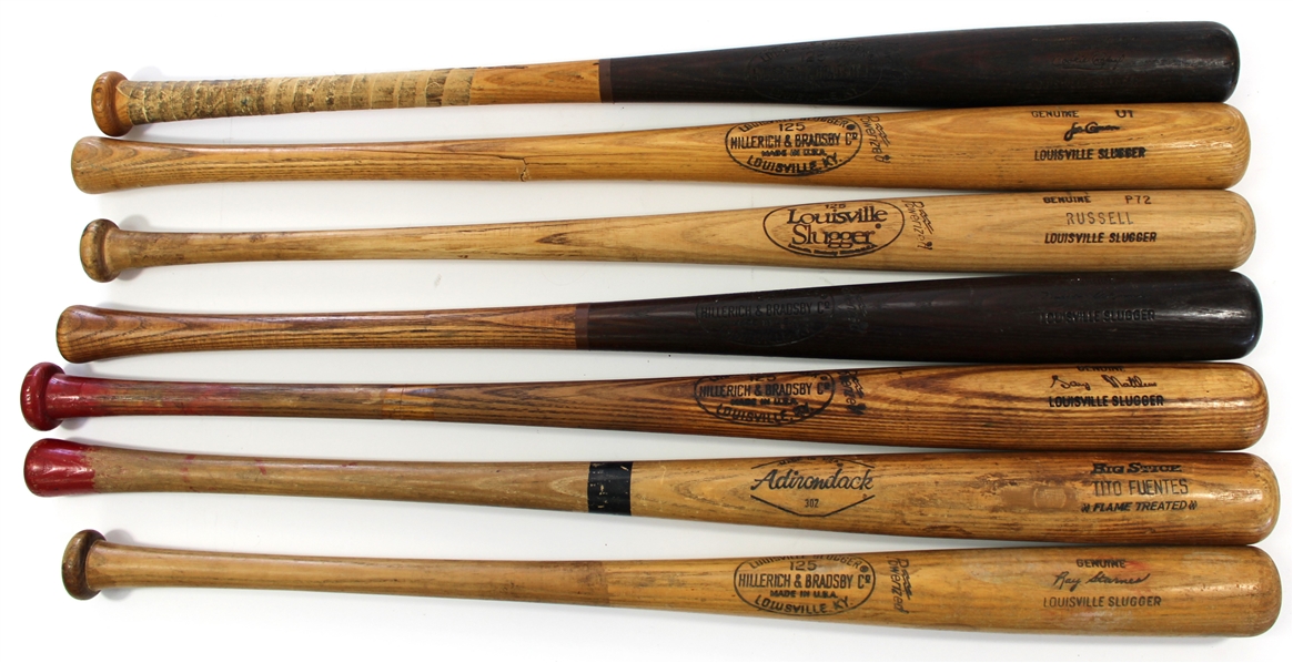 Lot of 7 Game Used Bats - Cookie Rojas is missing the back