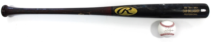 Drew Butera Game Used Bat & Signed Ball - MLB JD468318