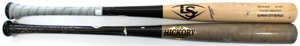 Carter Jensen & Tyler Gentry Game Used Royals Prospects Bats 