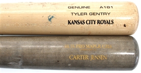 Carter Jensen & Tyler Gentry Game Used Royals Prospects Bats 