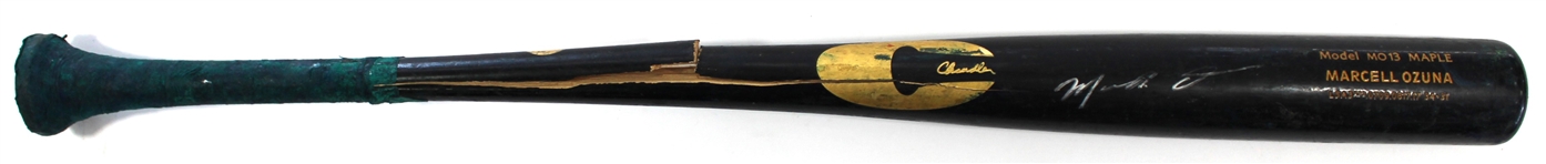Marcell Ozuna Game Used & Signed Bat 